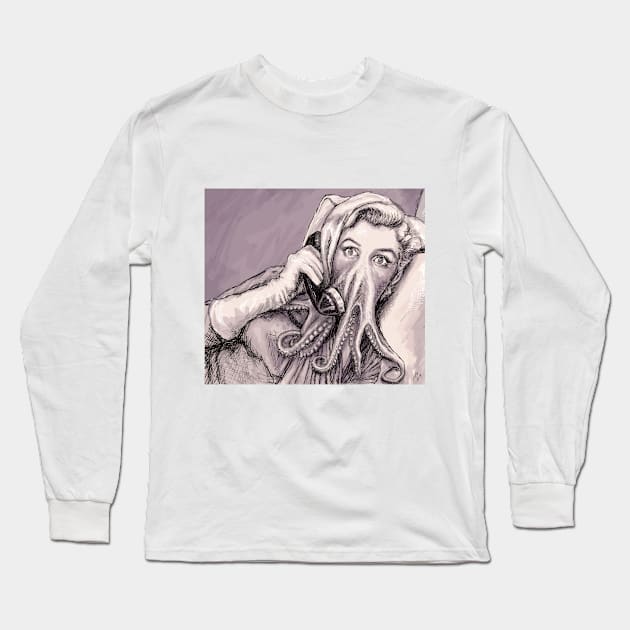 Phone Call of Cthulyn Long Sleeve T-Shirt by SlideRulesYou